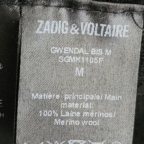 Zadig & Voltaire Black 100% Merino Wool Gwendal Love Sweater - Picture 5 of 6